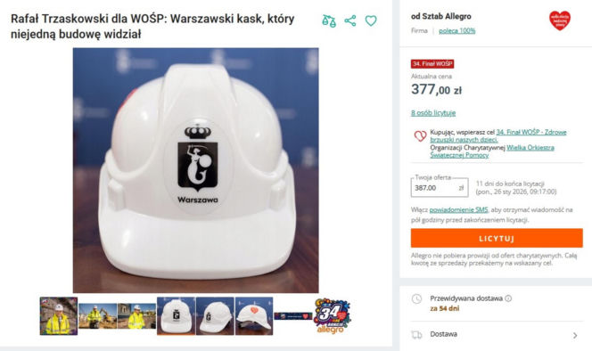 Wylicytuj kask od Rafała Trzaskowskiego. WOŚP 2026