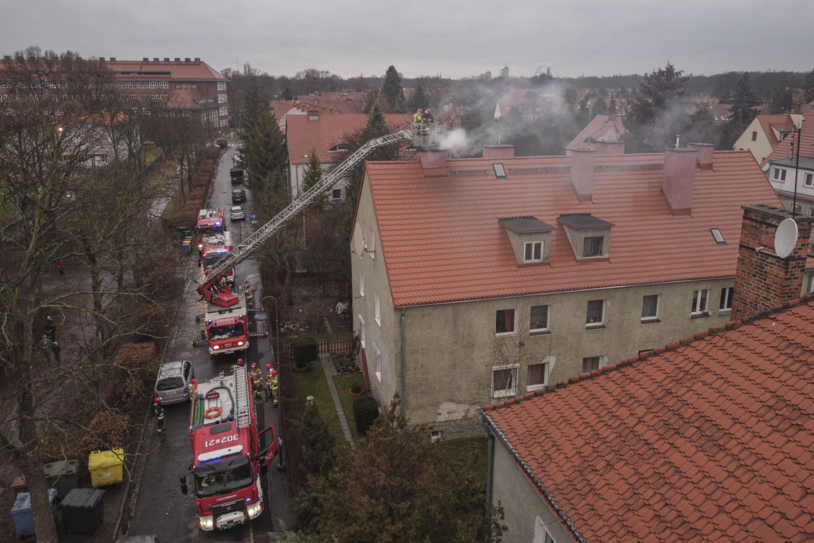 Pożar na wrocławskim Sępolnie we Wrocławiu 