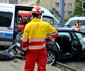 Wypadek na skrzyżowaniu Grójeckiej z Wawelską