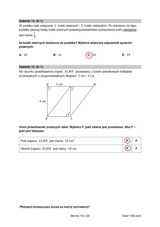 Egzamin ósmoklasisty 2022: Matematyka. ARKUSZ CKE i ODPOWIEDZI [25.05.2022]
