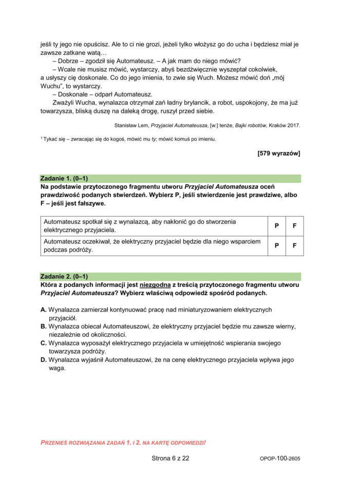 Egzamin ósmoklasisty 2026: polski 11.05.2026 r. Arkusze CKE