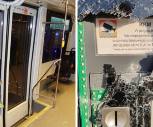 Wandale zdewastowali automat i tramwaj w Krakowie