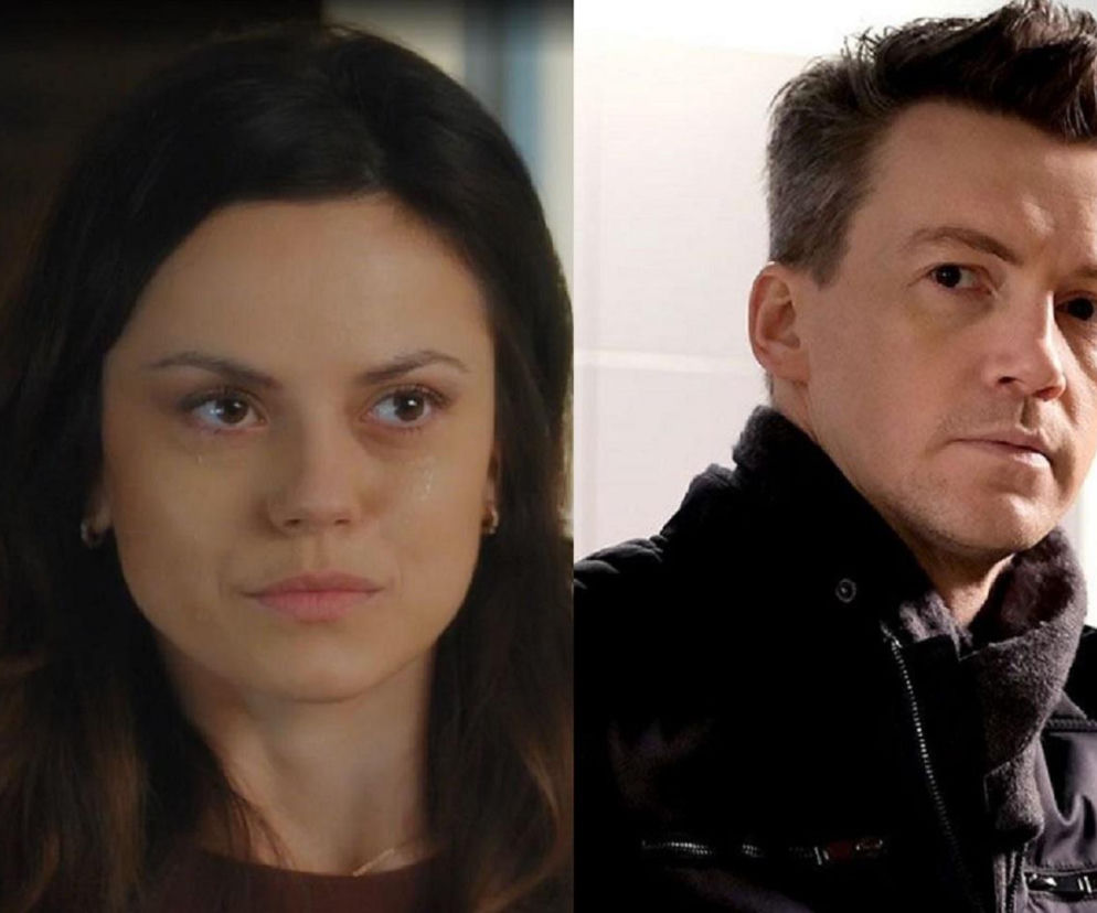 Zbliżenie na Kasię (Paulina Lasota) z serialu M jak miłość ze łzami w oczach oraz Jakuba (Krzysztof Kwiatkowski) z poważną miną. To kadry, które ilustrują wstrząsające wydarzenia i emocjonalny finał spotkania bohaterów, o czym więcej przeczytasz na Super Seriale.