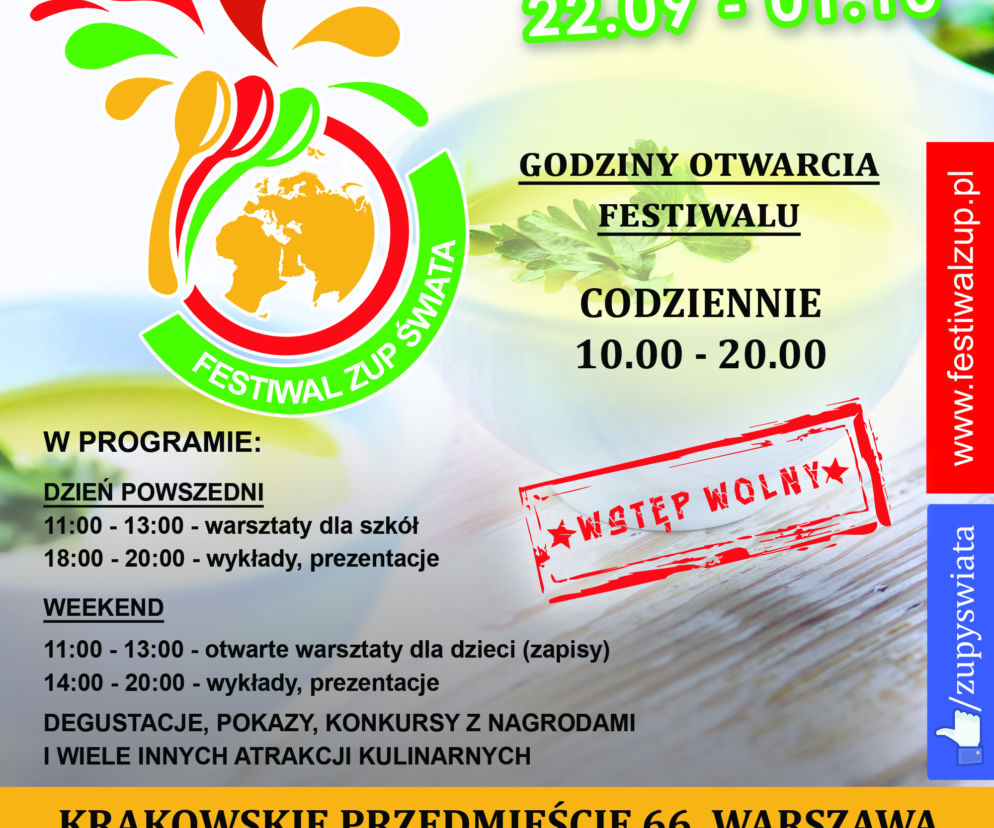 Festiwal Zup Świata 22 IX - 1 X Międzynarodowe święto smaków i zdrowia