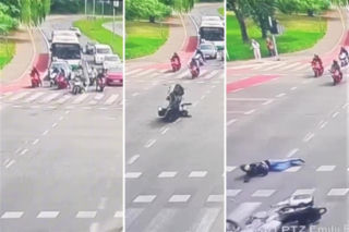 Ruszył, stanął dęba i wylądował na asfalcie. Wszystko się nagrało. Policja nie miała litości dla motocyklisty