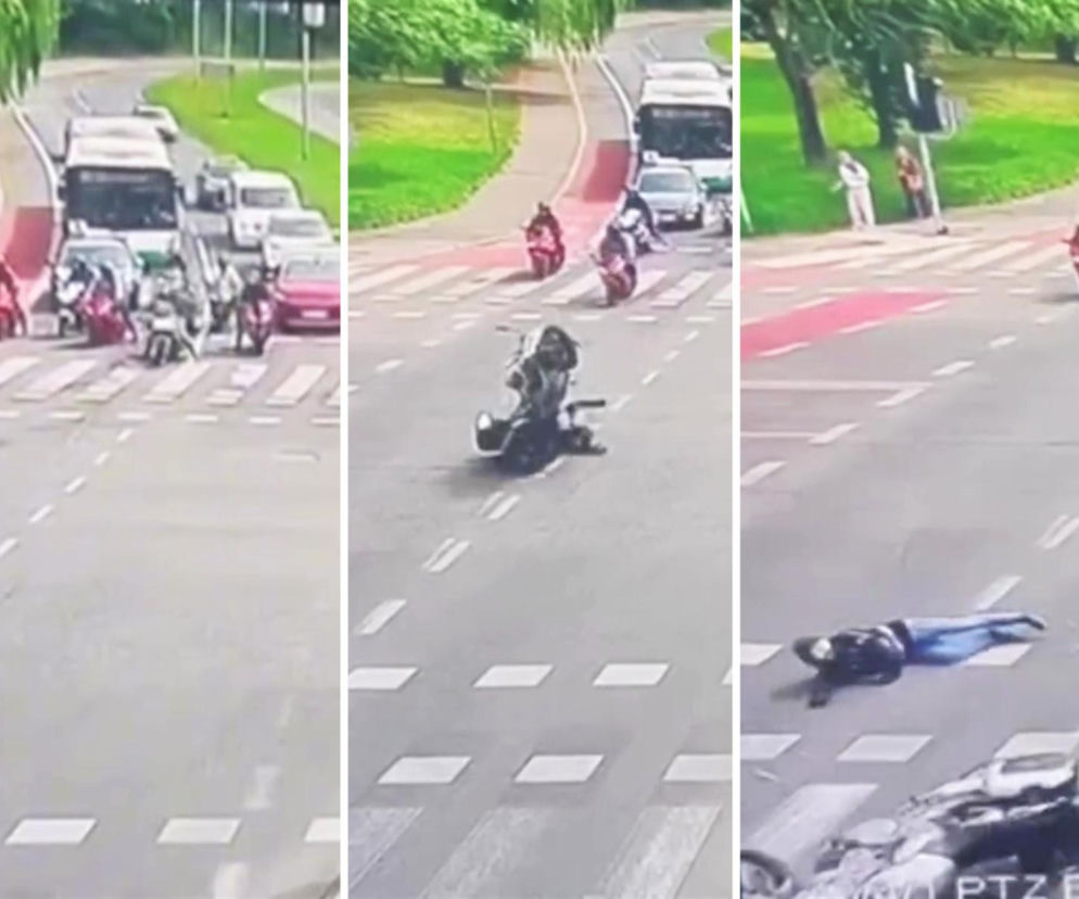 Motocyklista w Szczecinie stracił prawo jazdy. Fatalny finał popisu na środku skrzyżowania