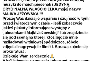 Majka Jeżowska oświadczenie