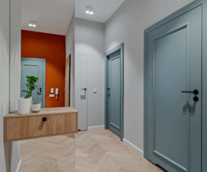 Mieszkanie w kolorach szałwiowej zieleni i ciepłej terakoty