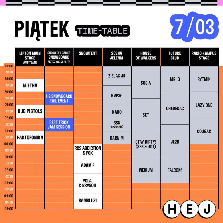 SnowFest Festival 2025 - time table