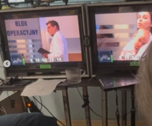 Na dobre i na złe nowy sezon na planie. Laryngolog Piotr Dzielny (Piotr Cejnóg), Blanka (Pola Gonciarz), Nina (Rota Sobocińska)