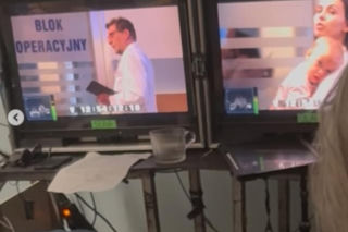 Na dobre i na złe nowy sezon na planie. Laryngolog Piotr Dzielny (Piotr Cejnóg), Blanka (Pola Gonciarz), Nina (Rota Sobocińska)