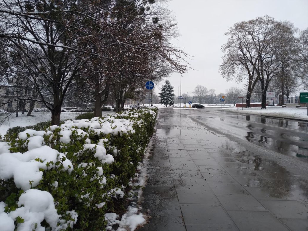 Zima w kwietniowym Zamościu. Sypnęło śniegiem