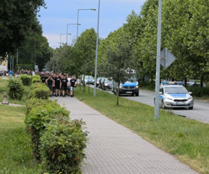 Kibice Kolejorza na meczu z Polonią Leszno