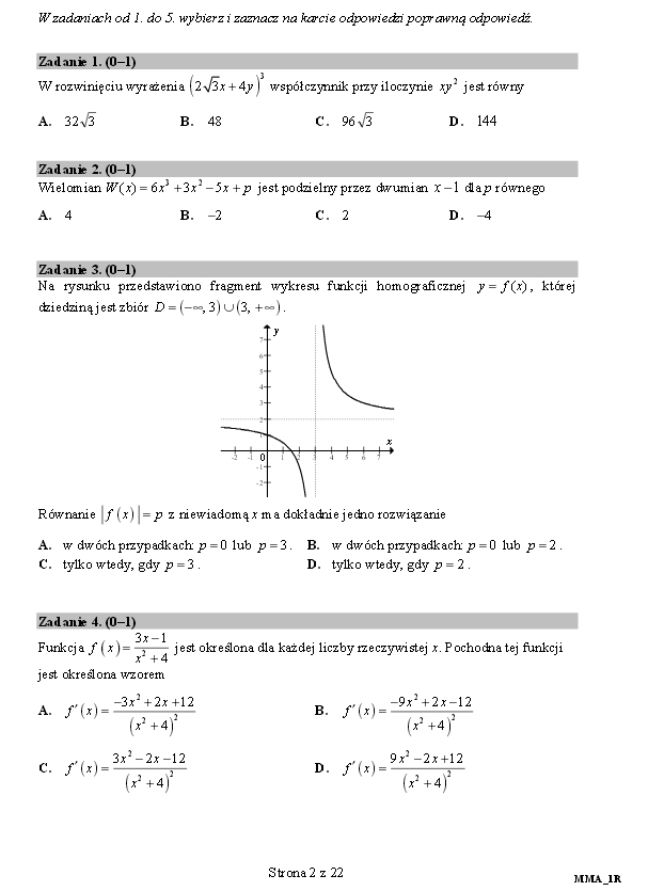 Matura 2016 matematyka poziom rozszerzony
