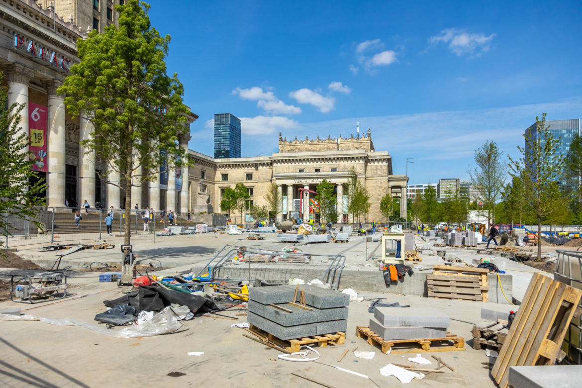 Plac Centralny w Warszawie pod koniec budowy