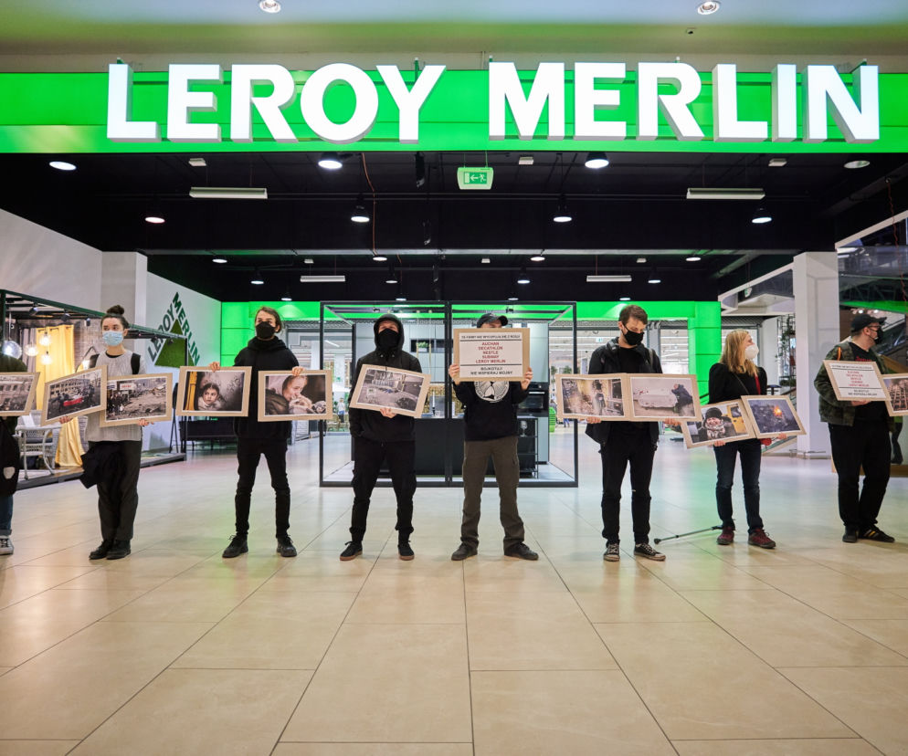 Protest pod Leroy Merlin w Łodzi