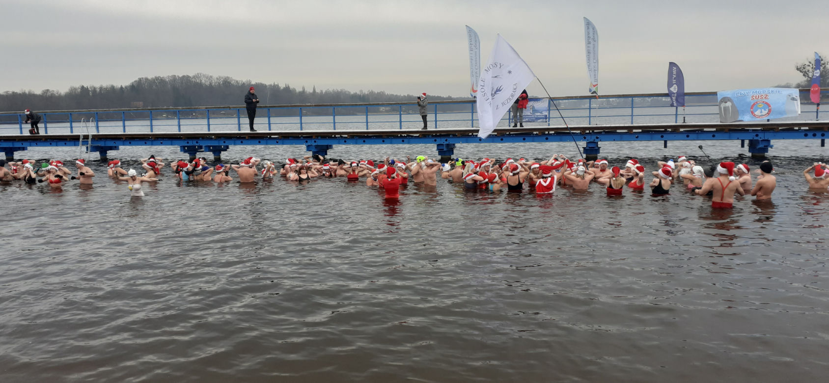 Morsy zbierały w lodowatej wodzie na rzecz iławskiego schroniska