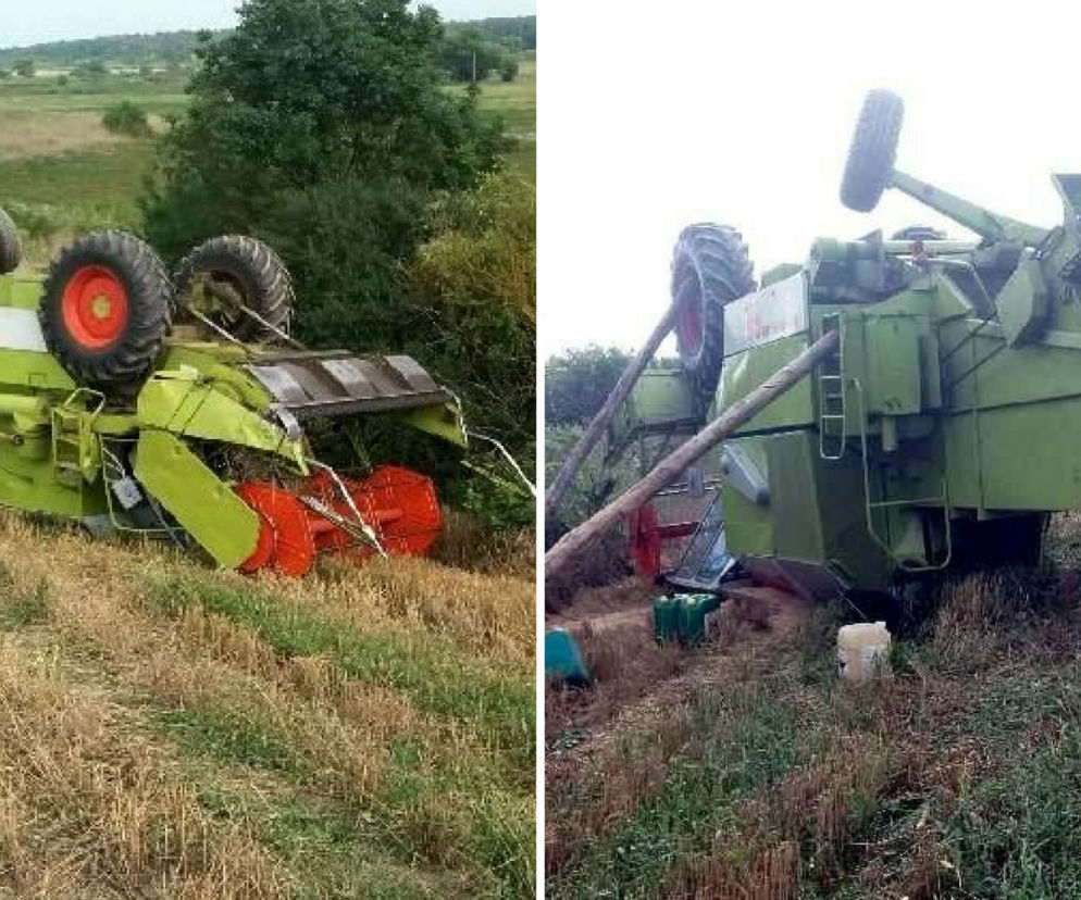 Lubelskie: Kombajn „dachował” na polu! Maszyna przygniotła rolnika
