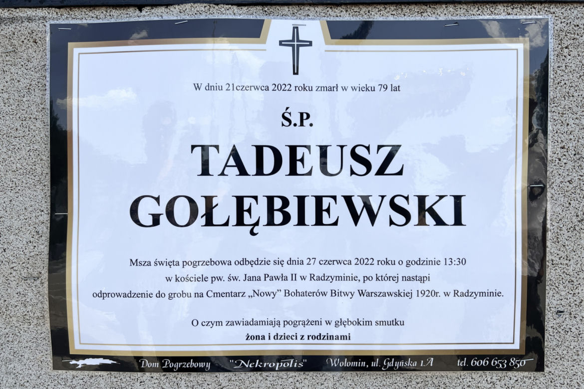Radzymin pożegna znanego biznesmena. Wiemy gdzie spocznie Tadeusz Gołębiewski