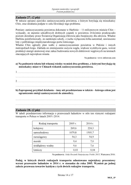 Matura 2018 - Geografia poziom podstawowy. Arkusze egzaminacyjne, stara matura