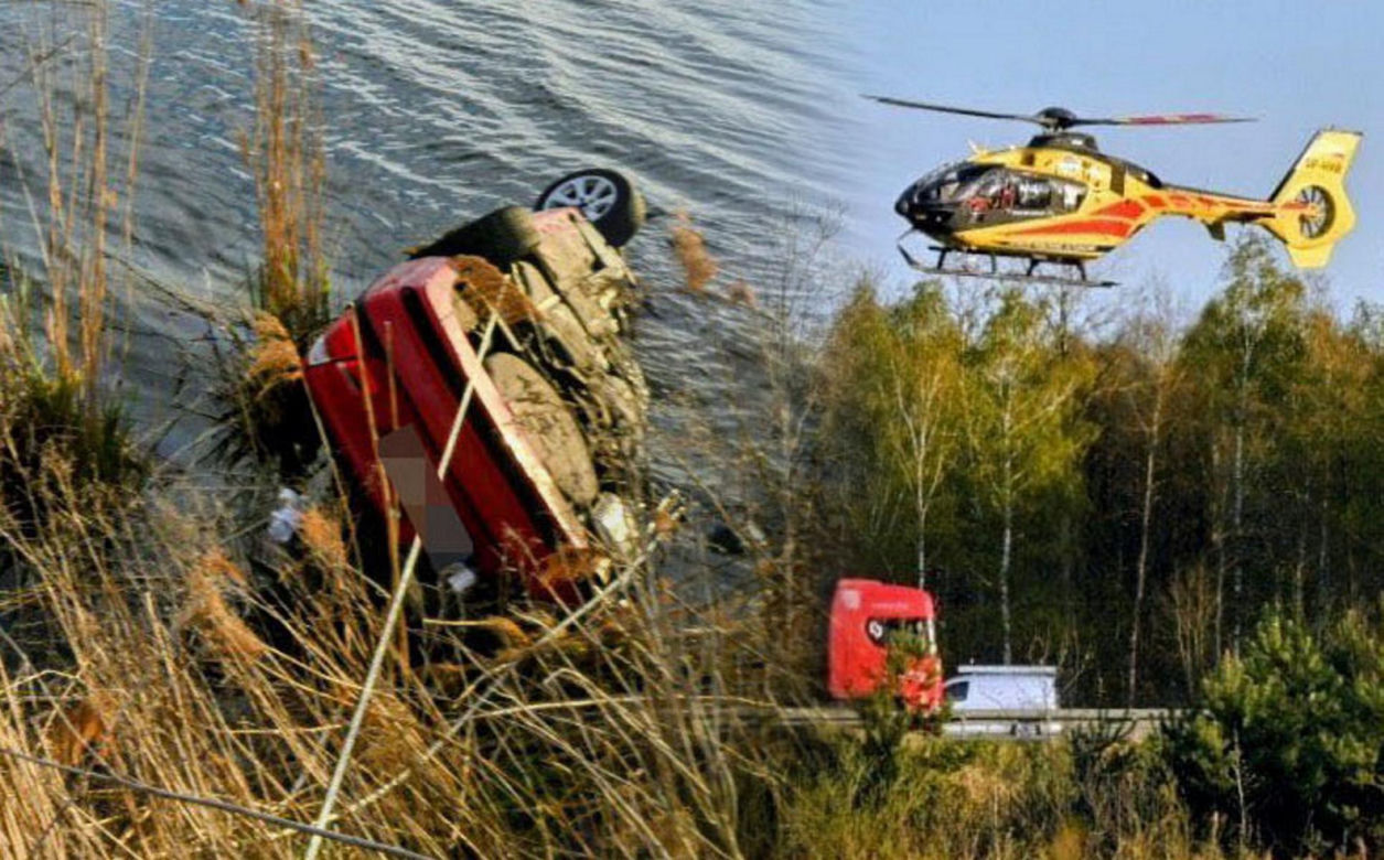 Auto wpadło do zbiornika wodnego w Bolimowie. Dwoje nastolatków nie żyje