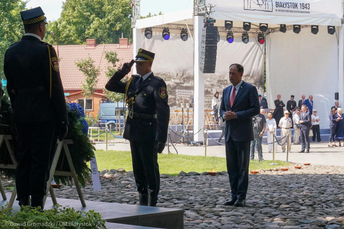 80. rocznica Powstania w Getcie Białostockim. Tak wyglądały uroczystości upamiętniające [ZDJĘCIA]
