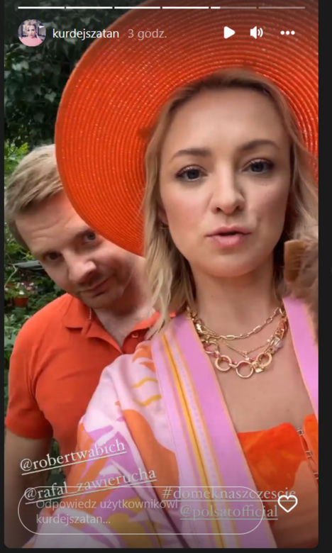 Domek na szczęście. Barbara Kurdej-Szatan (Marianna), Rafał Zawierucha (Bartek) na planie