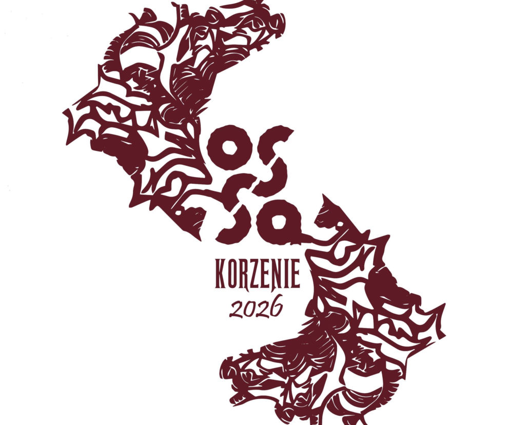 Grafika warsztatów OSSA 2026 „Korzenie”, prezentująca stylizowane litery OSSA z korzeni, otoczone abstrakcyjnymi kształtami przypominającymi splątane struktury, które symbolizują powrót do natury i tradycji. Więcej o wydarzeniu na Architektura Murator Plus.