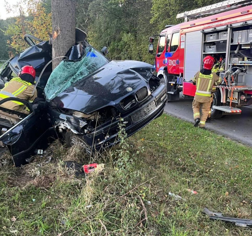 BMW owinęło się wokół drzewa w woj. lubelskim. 23-latek zginął na miejscu
