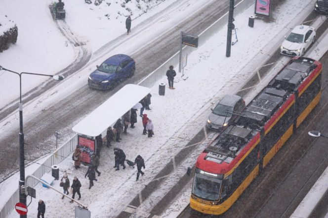 Intensywne opady śniegu w Warszawie (14.01.2026)