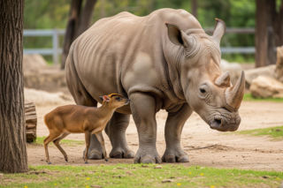 Nagranie z wrocławskiego zoo. Mundżak pokazał nosorożce, kto tu rządzi?