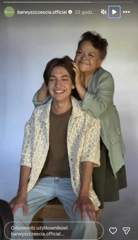 Barwy szczęścia, sesja. Lucyna (Grażyna Zielińska), Emil (Artem Malaszczuk)