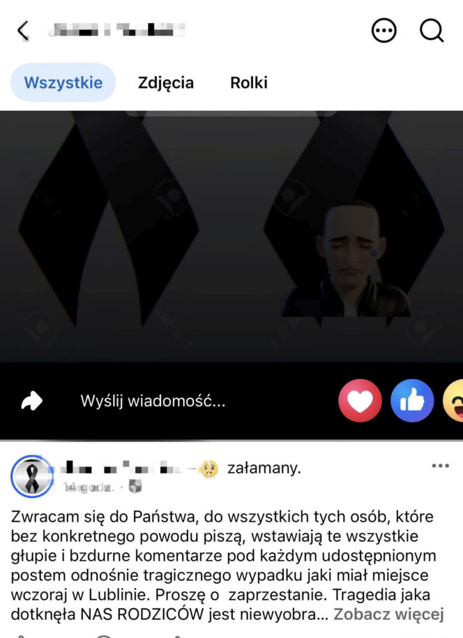 Wiktoria zginęła w wypadku. Jej tata apeluje