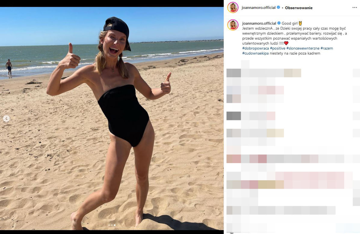 Joanna Moro topless na publicznej plaży