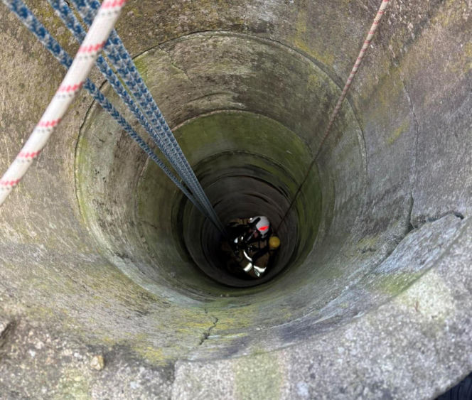 Uratowali kota, który wpadł do studni