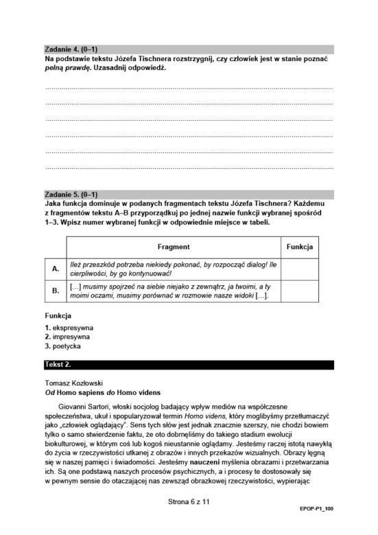 Arkusz Matura 2023  - polski. Formuła 2015