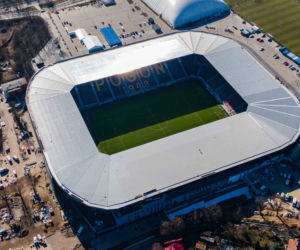 Budowa stadionu w Szczecinie. Dach już gotowy