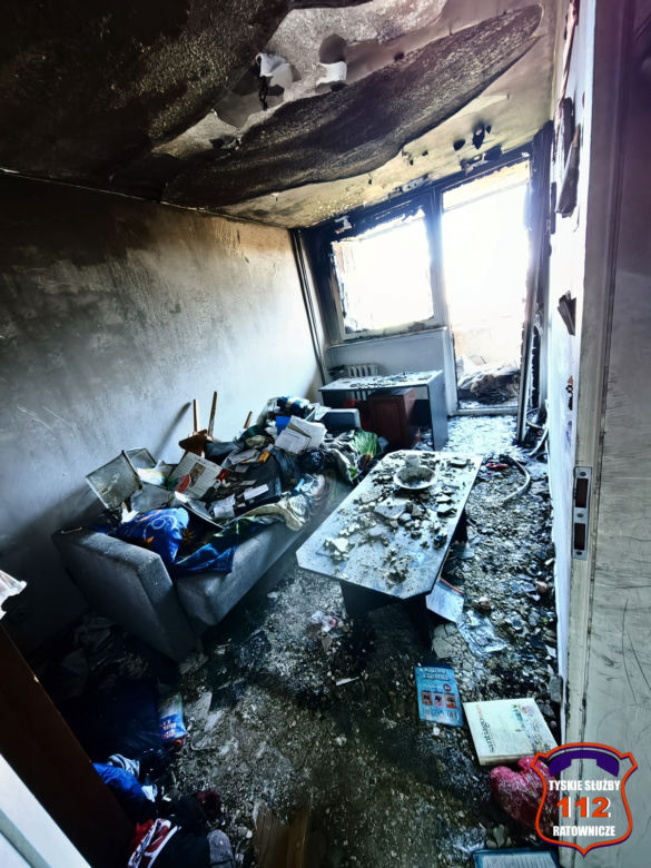 Pożar mieszkania w Tychach. Stracili dach nad głową