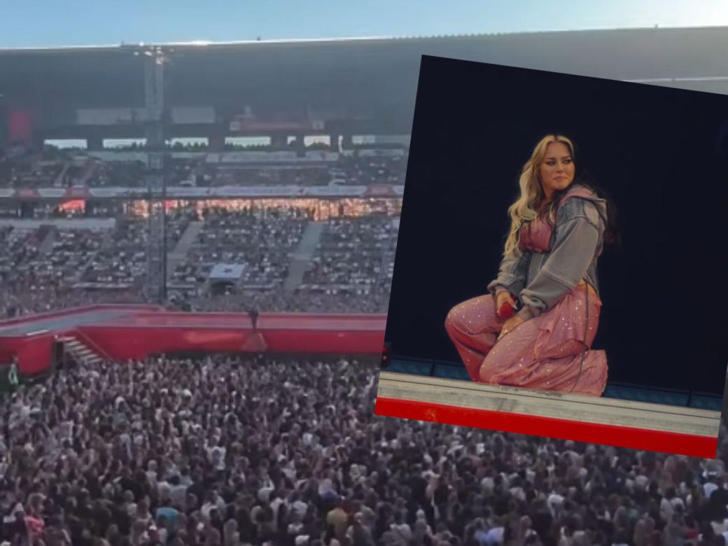 Ewa Farna na stadionie w Pradze