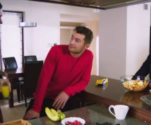 Barwy szczęścia odc. 2017. Oskar Kołecki (Maciej Czachowski), Cyprian (Damian Haberny), Diana (Małgorzata Krukowska)