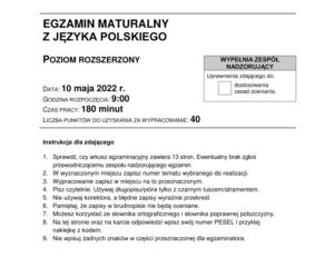 Matura 2022: polski rozszerzony. Arkusze CKE, tematy wypracowania. Poziom rozszerzony	