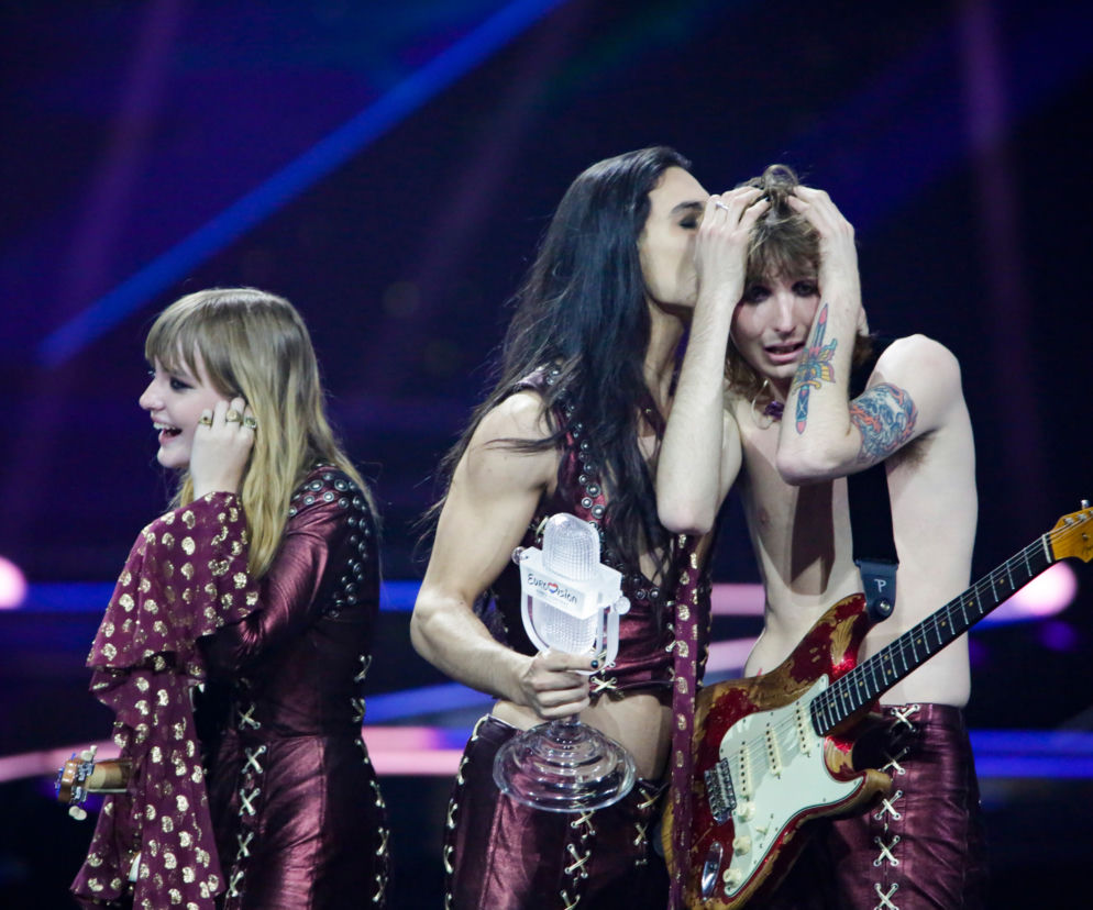 Eurowizja 2021 - Włochy i grupa Maneskin - radość po zwycięstwie