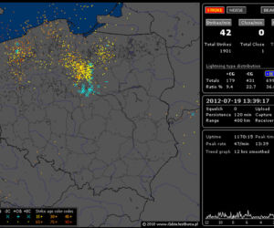 BURZE nad POLSKĄ 19.07.2012: NA ŻYWO - gdzie są i gdzie będą burze - MAPY, pogoda na czwartek, 19.07.2012