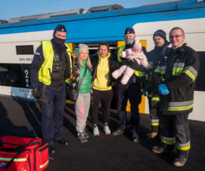 Ukraina. Pociąg z Lwowa z ukraińskimi uchodźcami