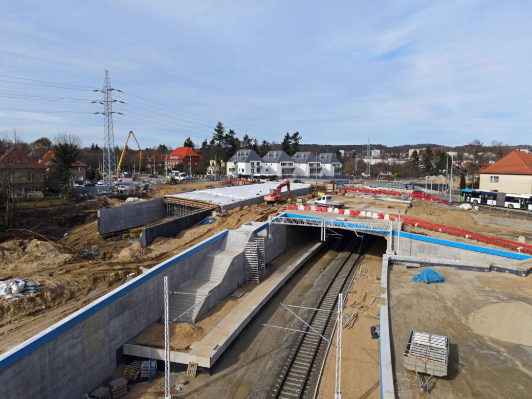 Budowa węzła Łękno - marzec 2021