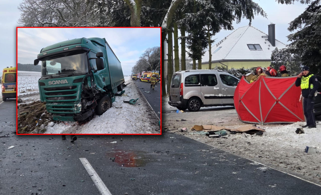 Tragiczny wypadek pod Chodzieżą. Nie żyje 43-letnia kobieta, dwoje dzieci w szpitalu!