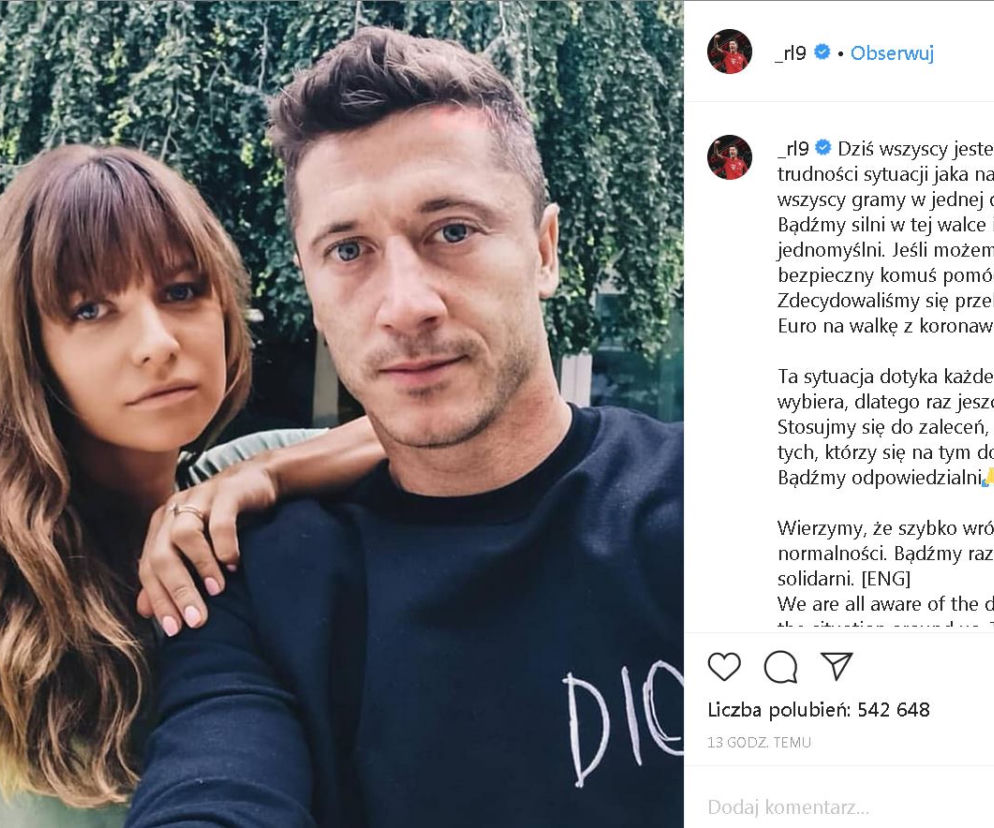 Lewandowscy dali 4,5 miliona na walkę z koronawirusem