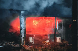 Pożar na targowisku przy ul. Bakalarskiej wybuchł w nocy z 26 na 27 grudnia