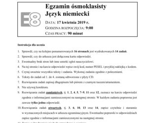 Egzamin ósmoklasisty 2019 - Arkusze Język Niemiecki [CKE]