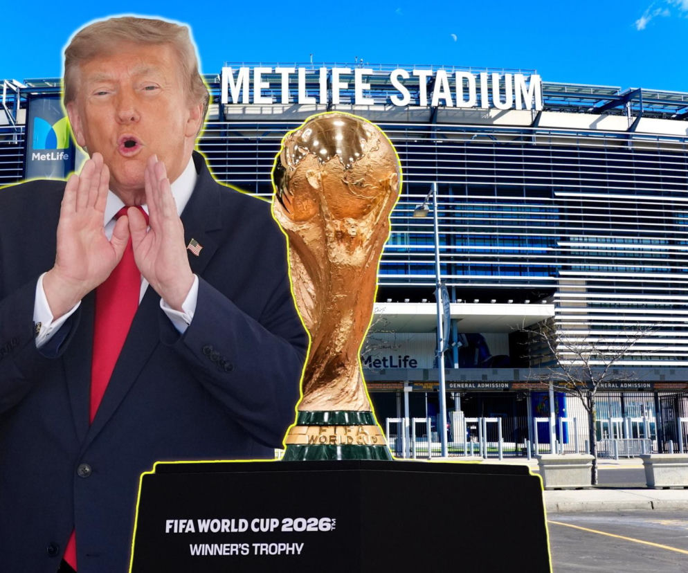 Donald Trump na tle stadionu MetLife i pucharu świata FIFA. O jego udziale w finale mundialu przeczytasz na Eska.